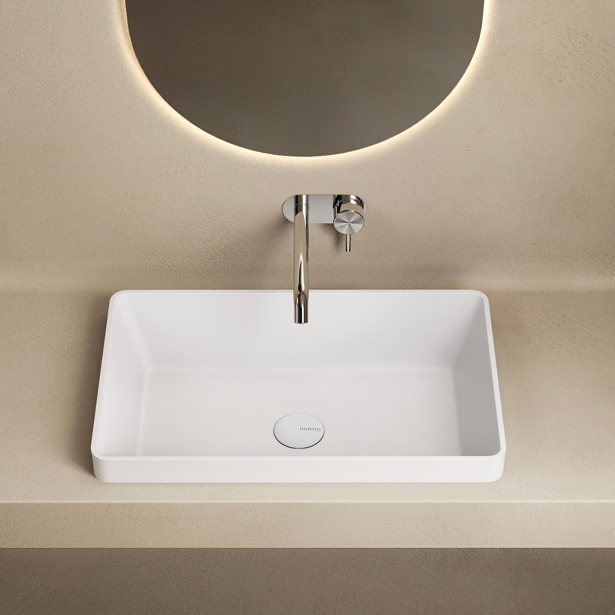 MARMY NERO-IN 58x37 mosdó, FÉNYES FEHÉR