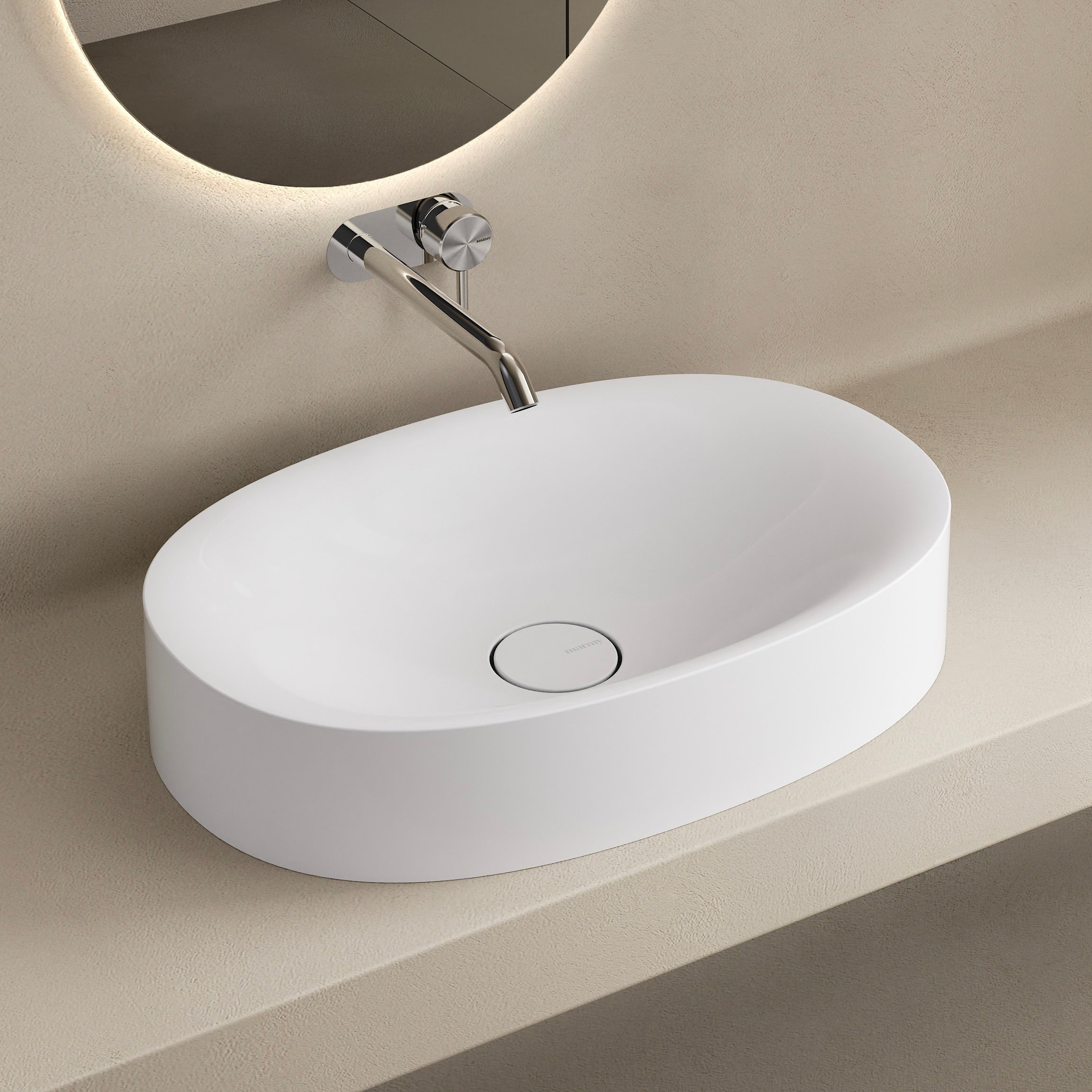 MARMY ROCKY 60x40 mosdó, FÉNYES FEHÉR