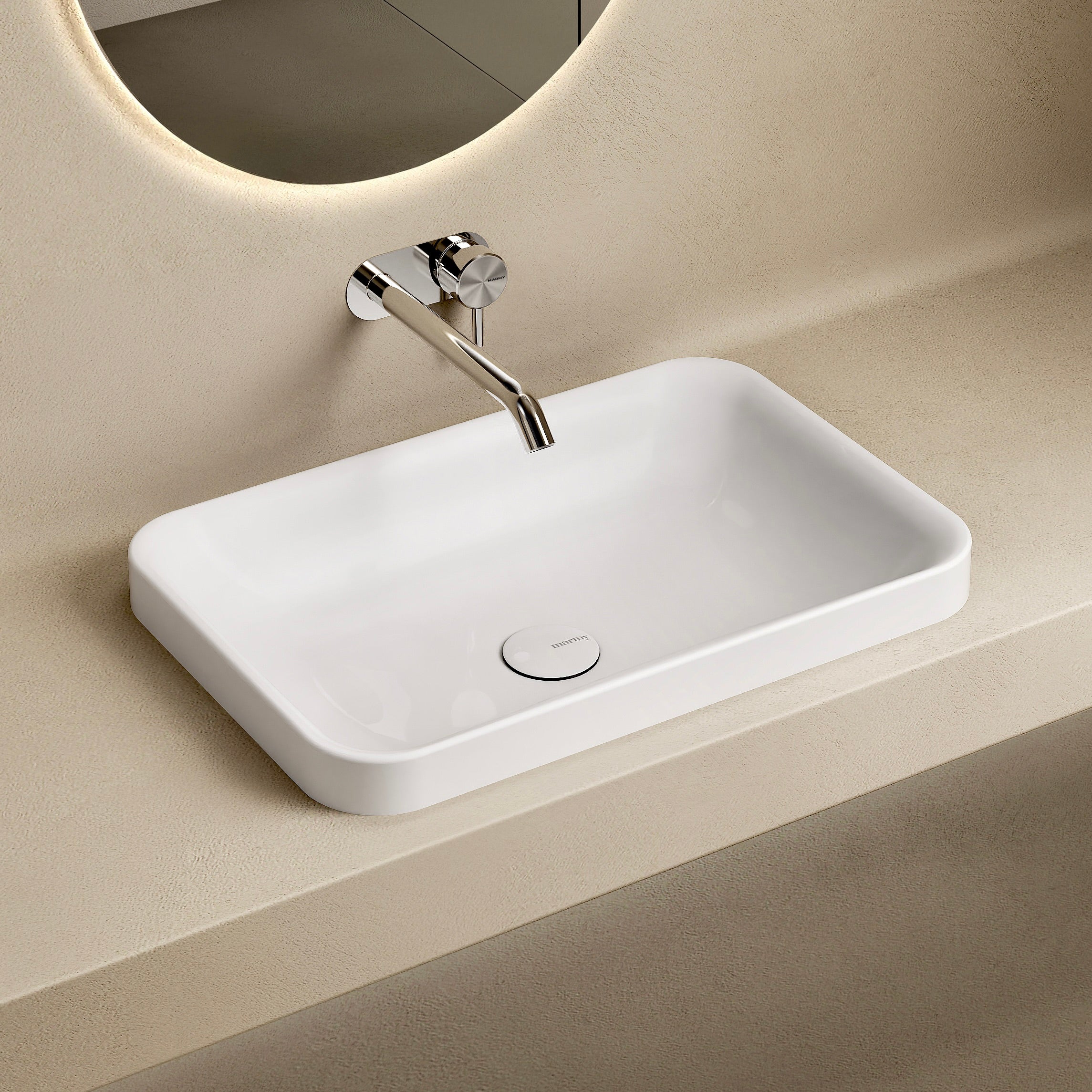 MARMY SIMONA 55x37 mosdó, FÉNYES FEHÉR