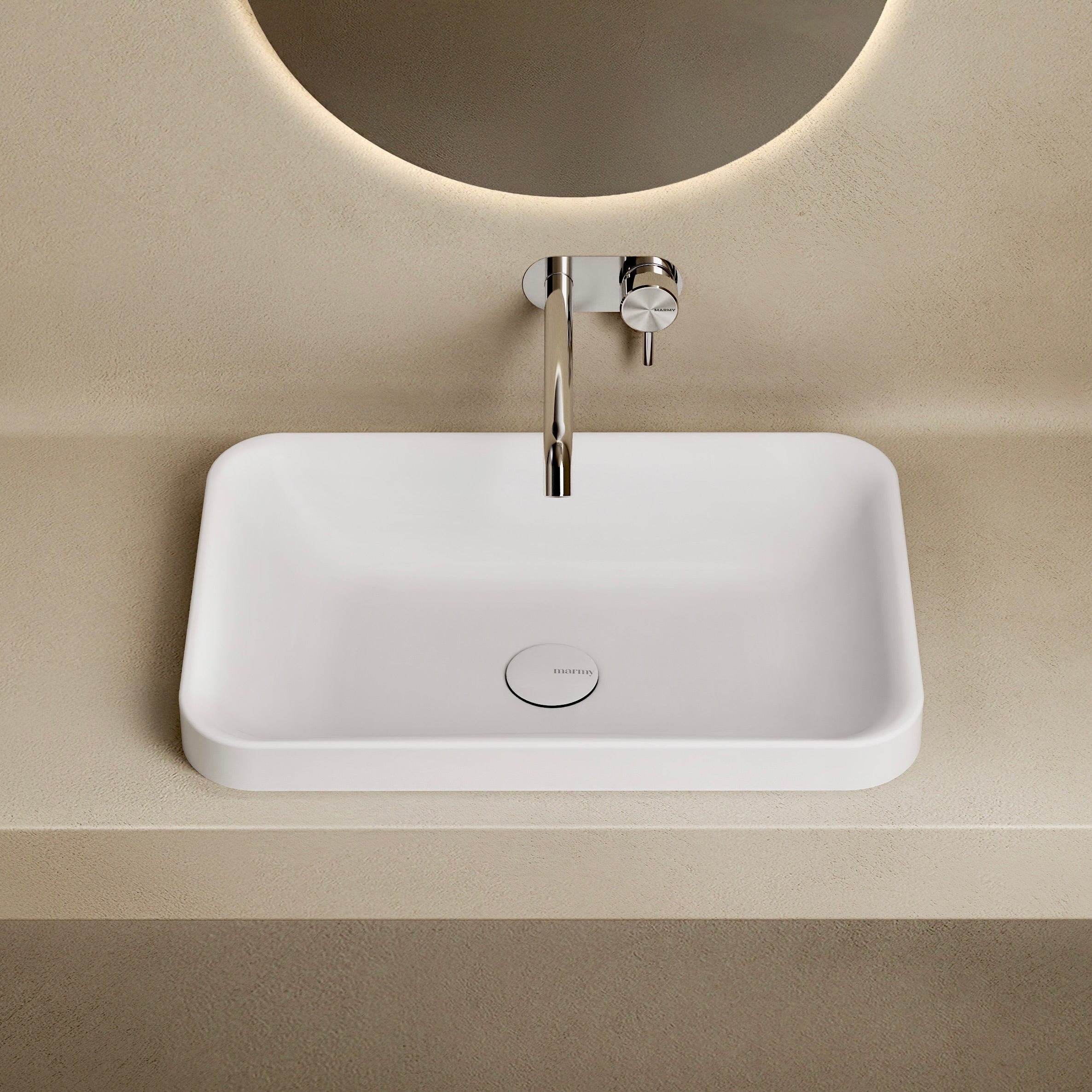 MARMY SIMONA 55x37 mosdó, FÉNYES FEHÉR