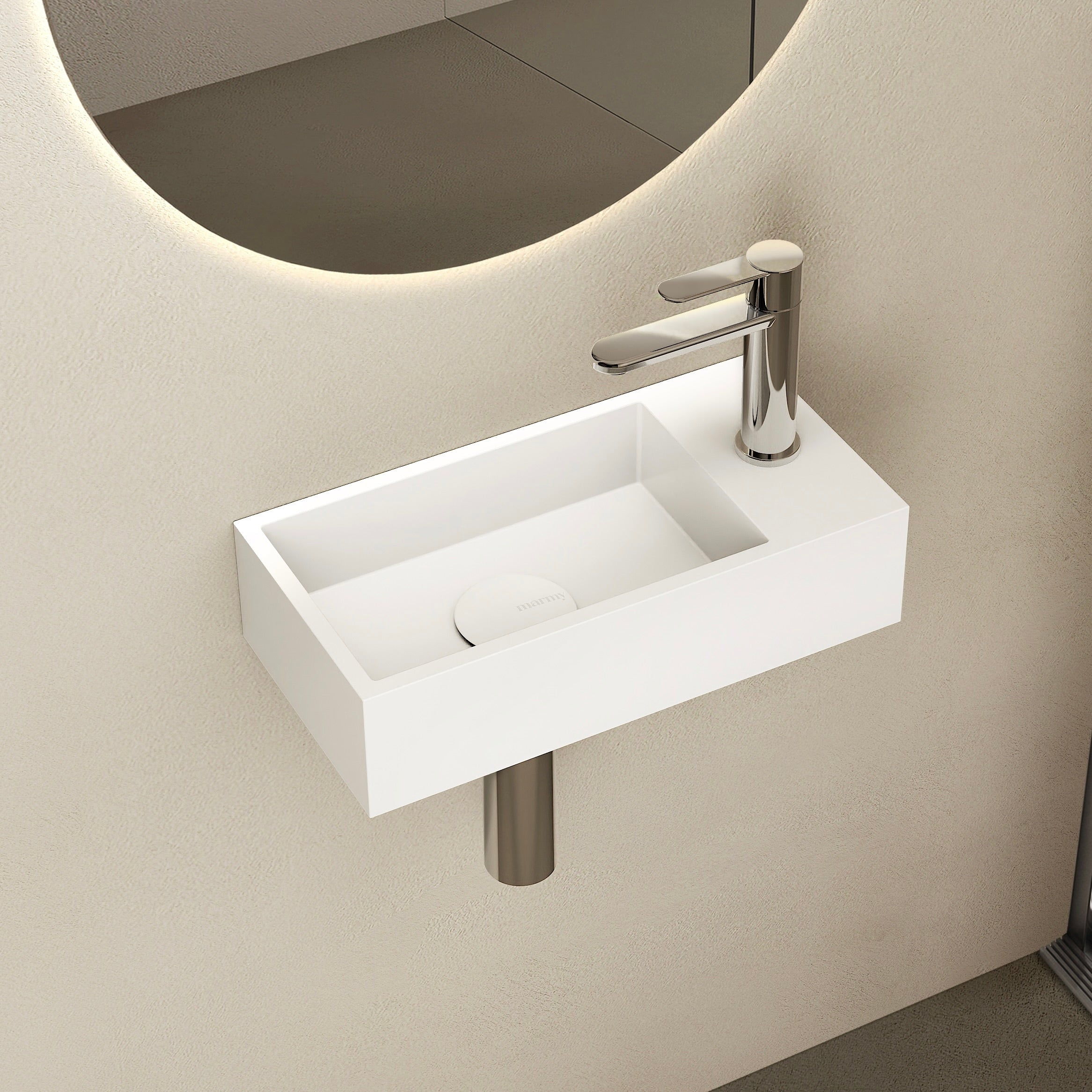 MARMY ZENO 36x18 mosdó, FÉNYES FEHÉR