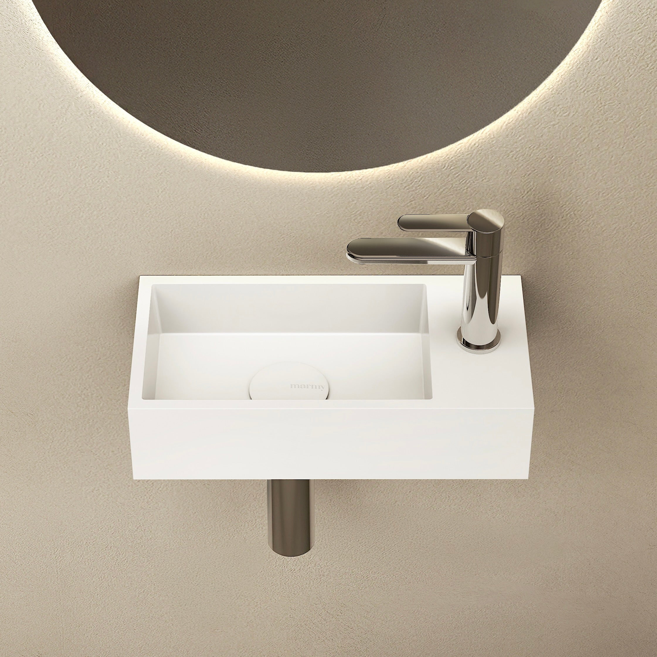 MARMY ZENO 36x18 mosdó, MATT FEHÉR