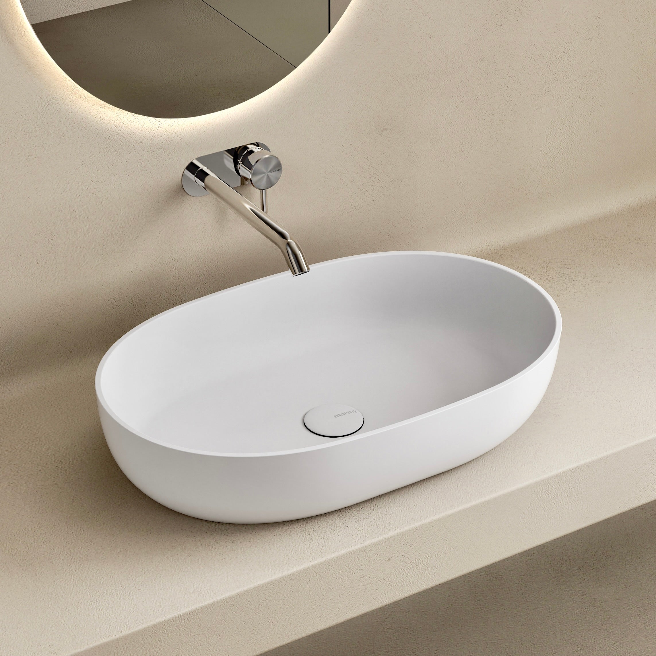 MARMY ZUMA "L" 58x37 mosdó, MATT FEHÉR