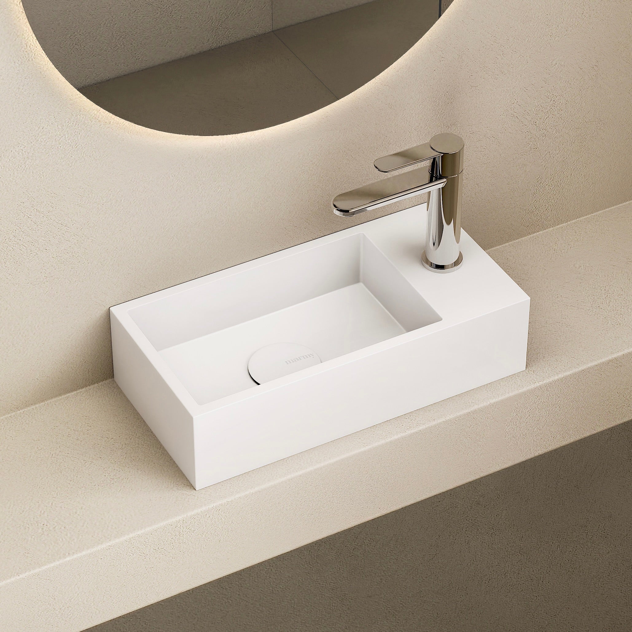 MARMY ZENO 36x18 mosdó, FÉNYES FEHÉR
