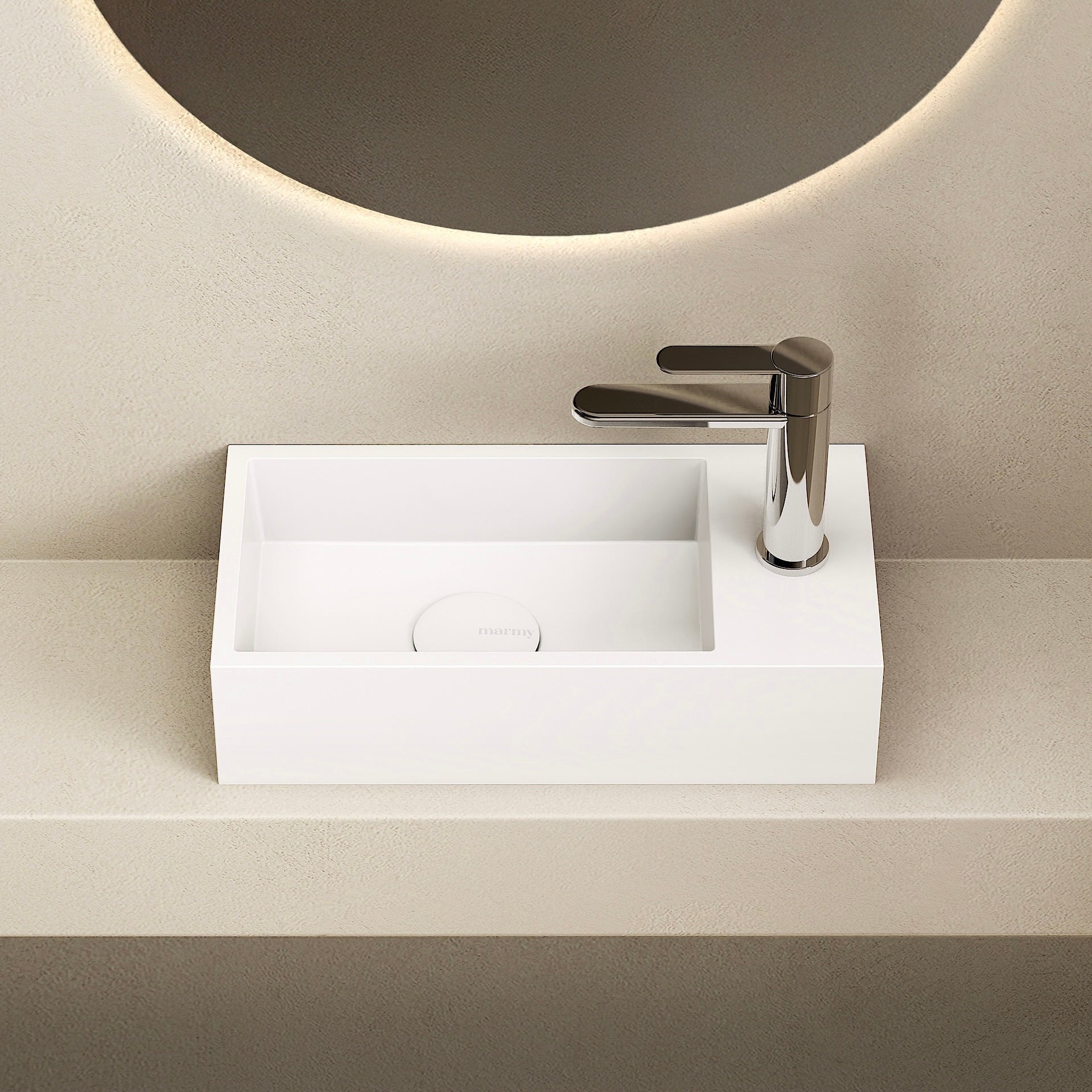 MARMY ZENO 36x18 mosdó, MATT FEHÉR