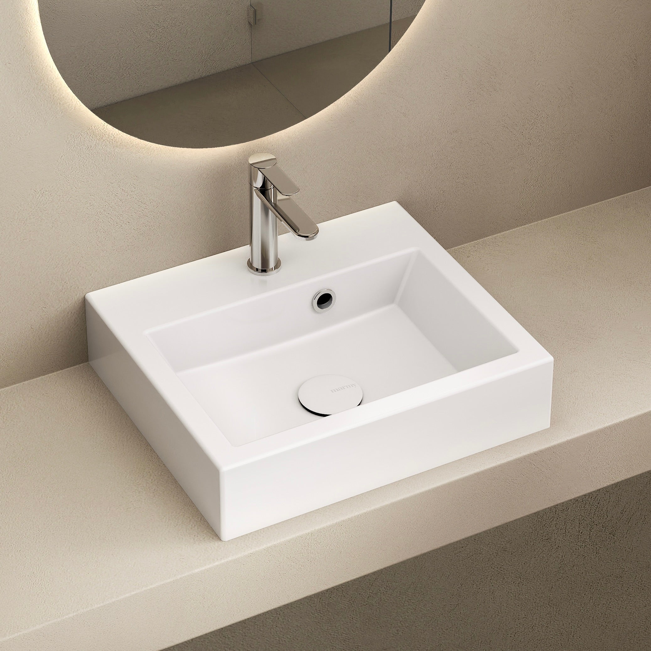 MARMY BOLOGNA 42x36 kézmosó, FÉNYES FEHÉR